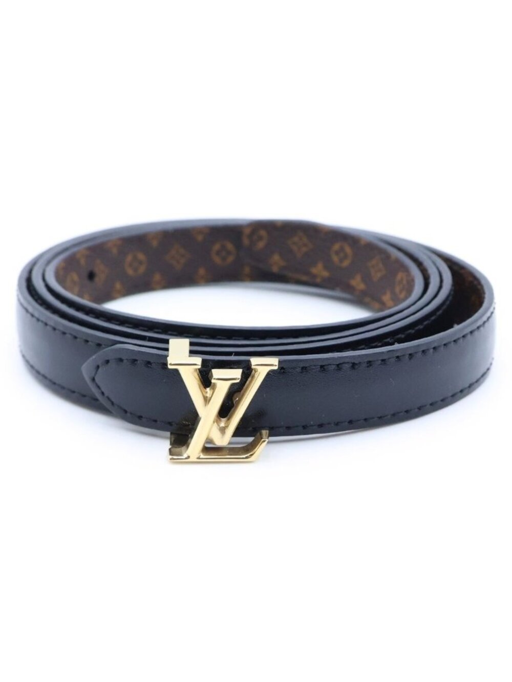 Louis Vuitton Mini LV 15 Reversible Belt Monogram Leather Black